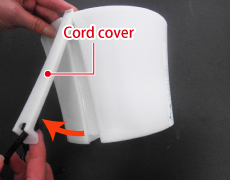 Remove cord cover from base tank in the direction of the arrow in the picture